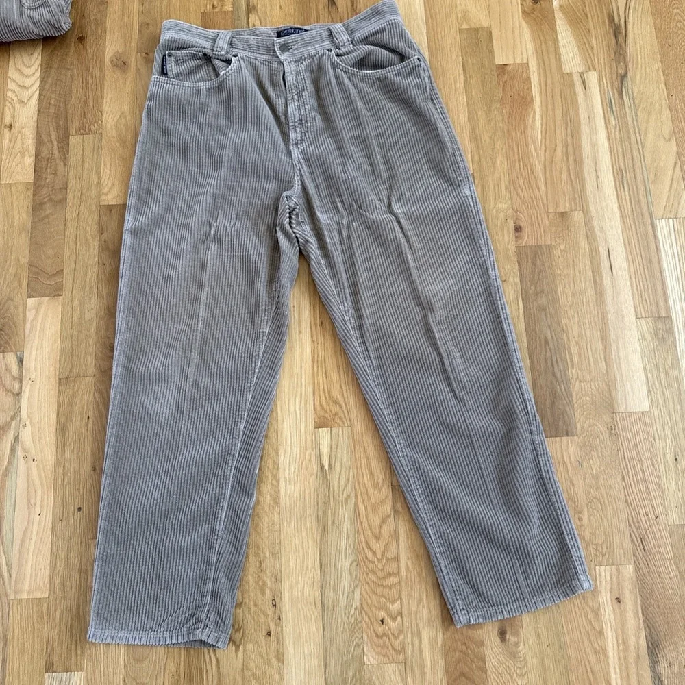 Vintage Karen Kane Corduroy Jacket Pants‎ Set Woman's 14 Petite Tan 2pc Outfit
